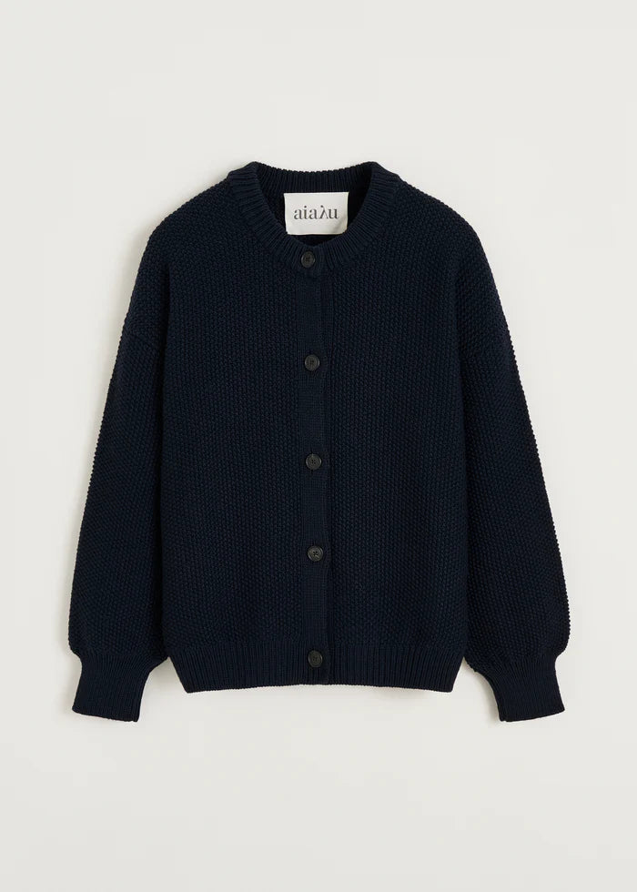 Aiayu "Irena cardigan – highland wool" Black Navy