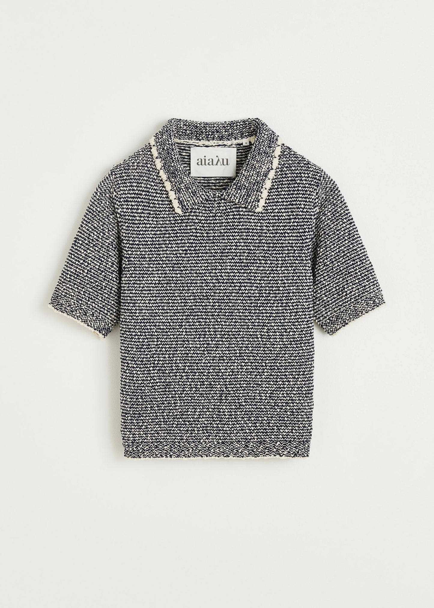 Aiayu "Botan knitted polo tee" Mix Dark Blue