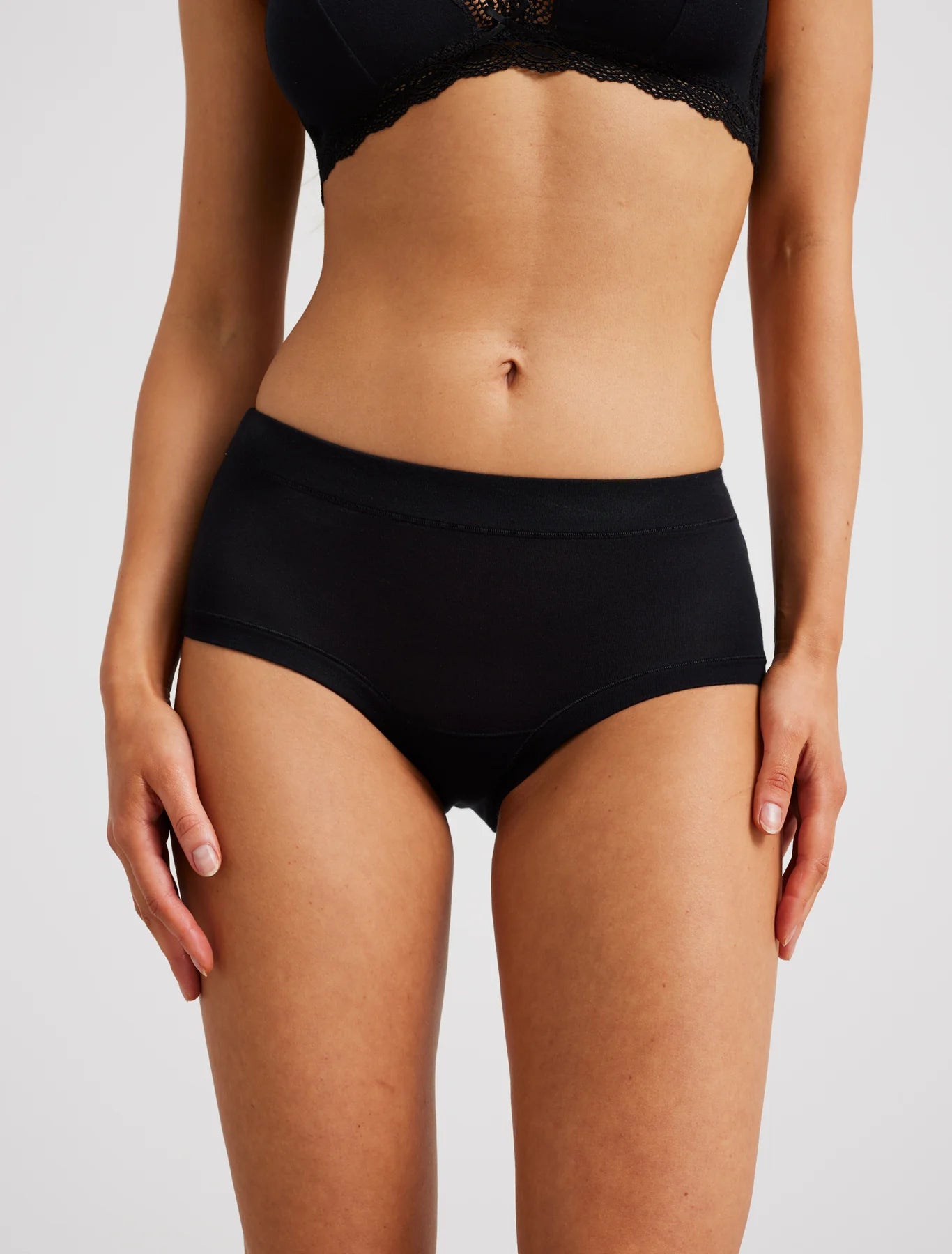 Modal mid-rise panties Brief Base- Black