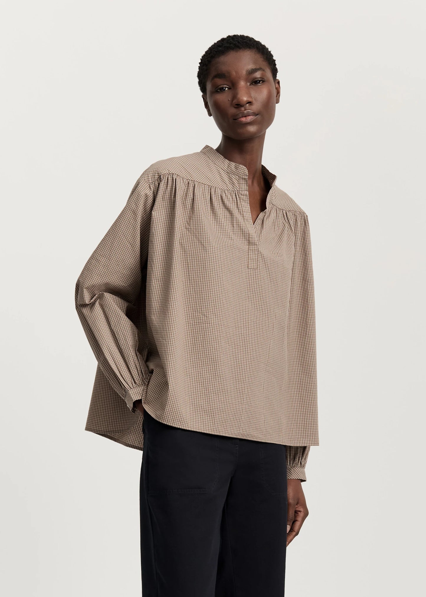 Aiayu "Heaven check shirt" Mix Fossil