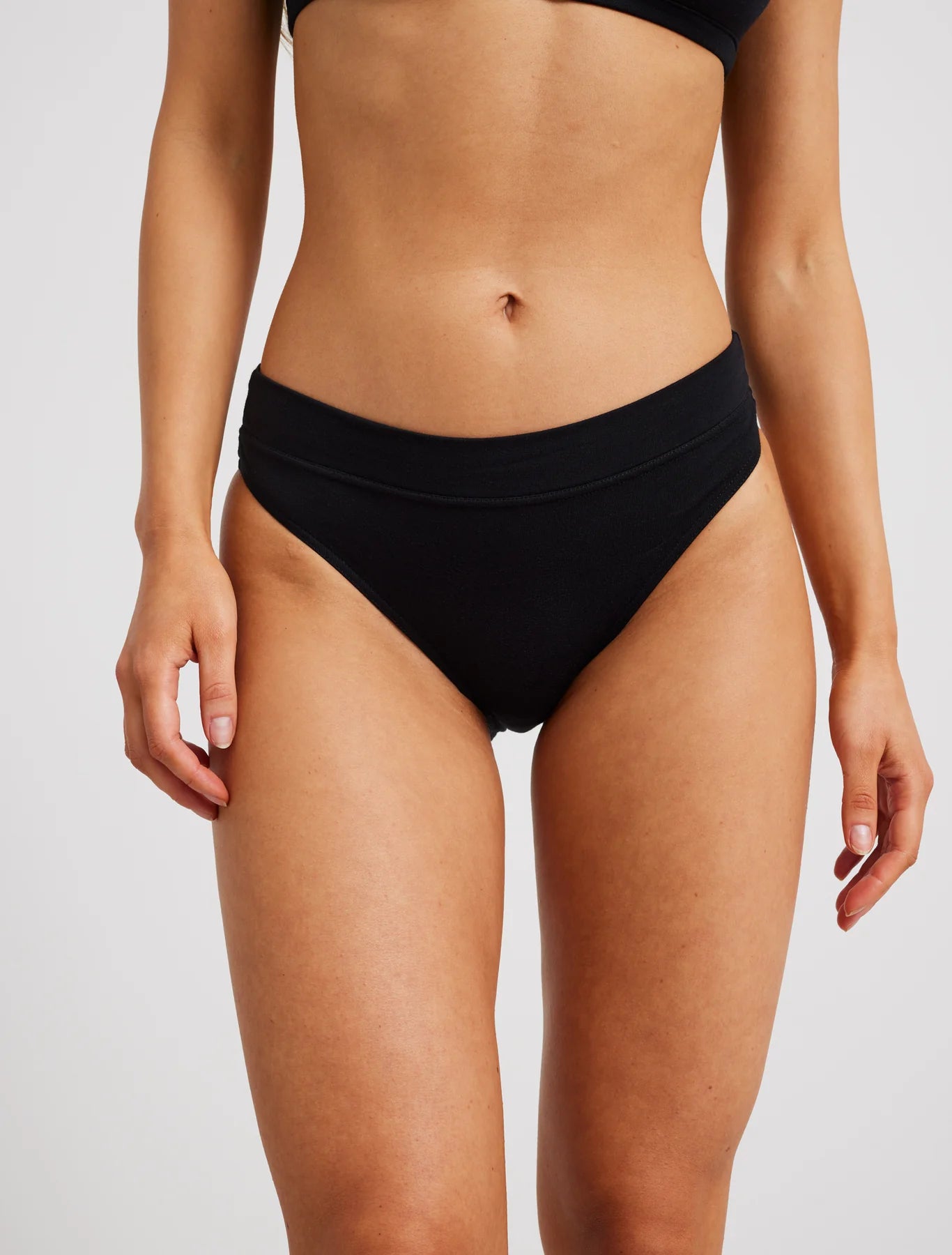 super stretch, modal Hi Cut Panties- Black