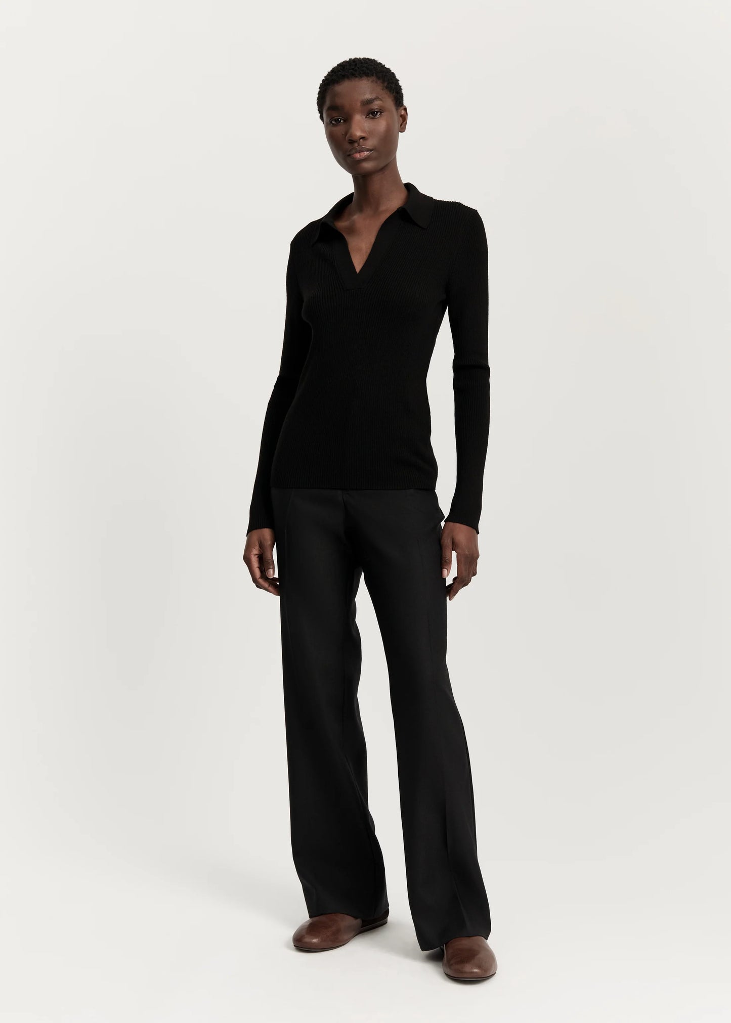 Aiayu "Noa polo blouse – pure merino wool" Black