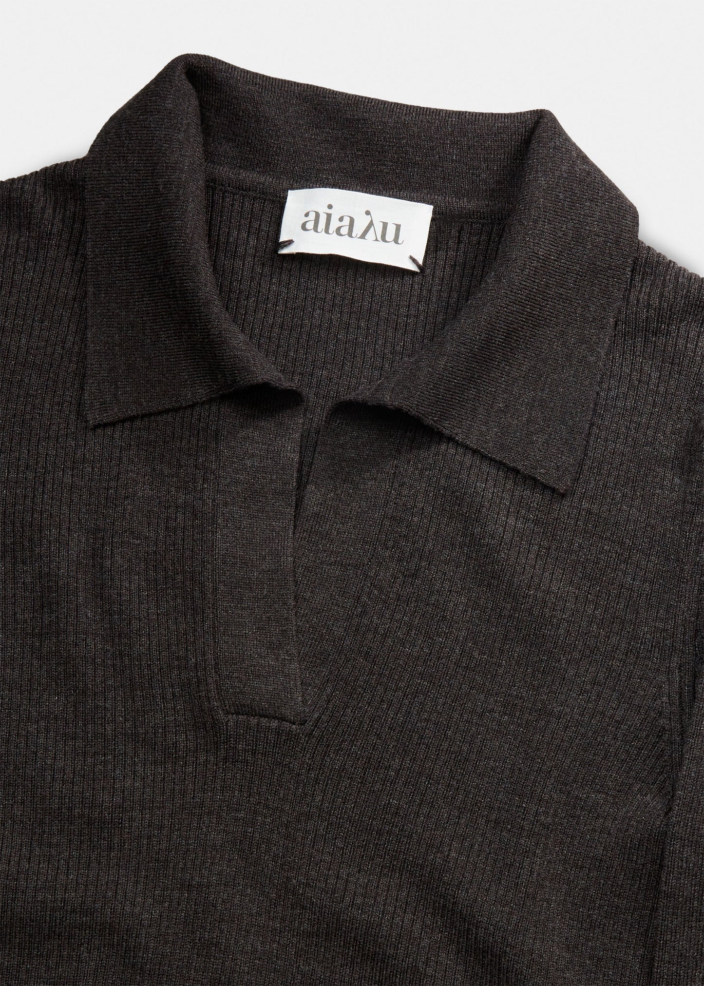 Aiayu "Noa wool polo blouse" Dark Brown Melange