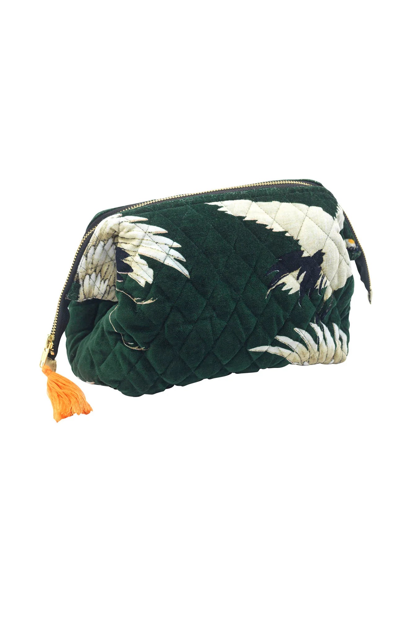 Pouch Stork Forest Green Velvet