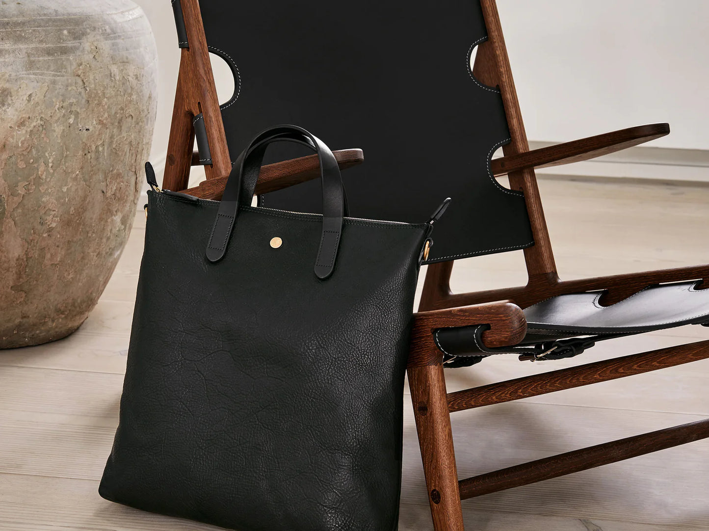 Shopper, Leather, Black/Black