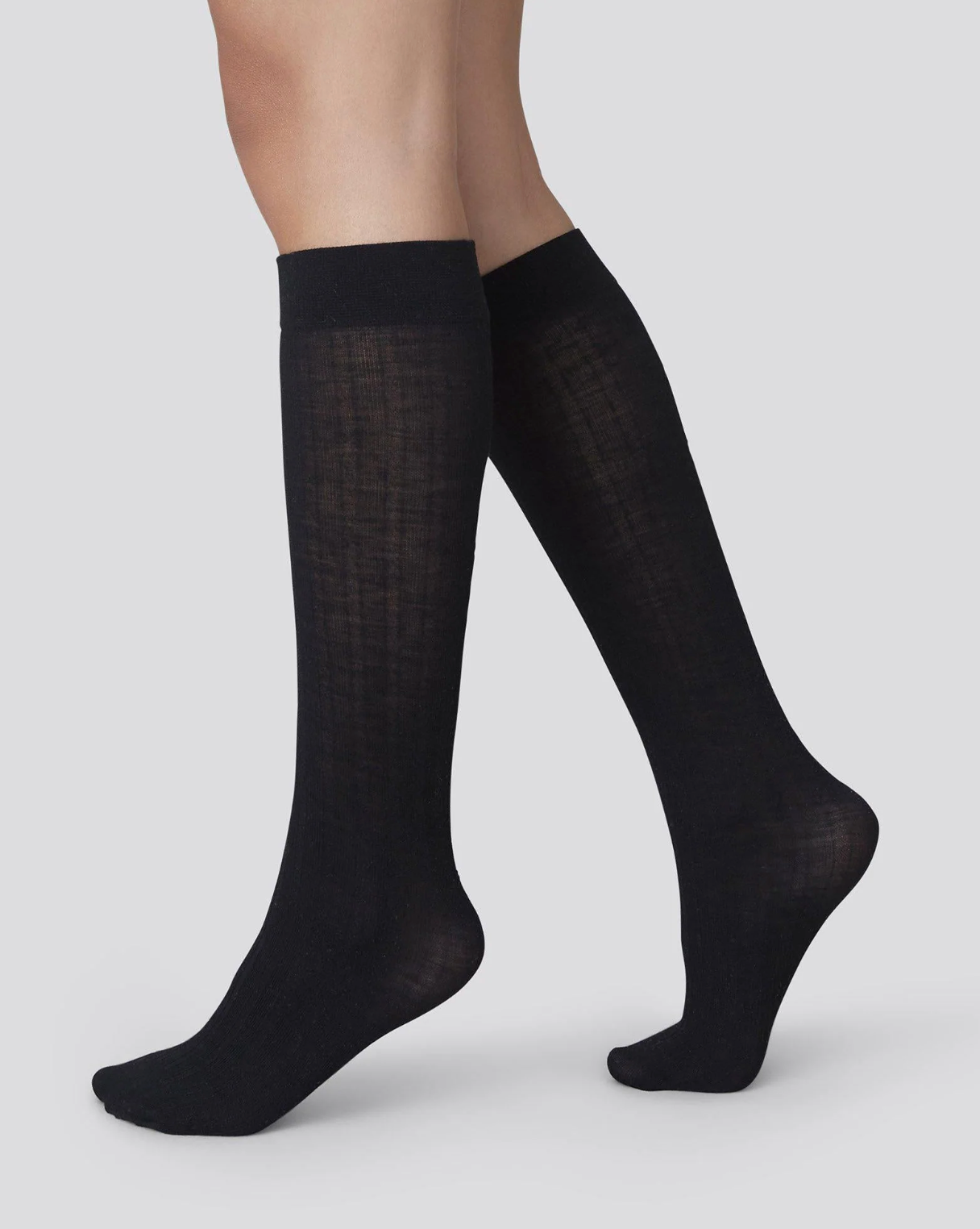 Freja Organic Wool Knee-Highs - Black - One Size