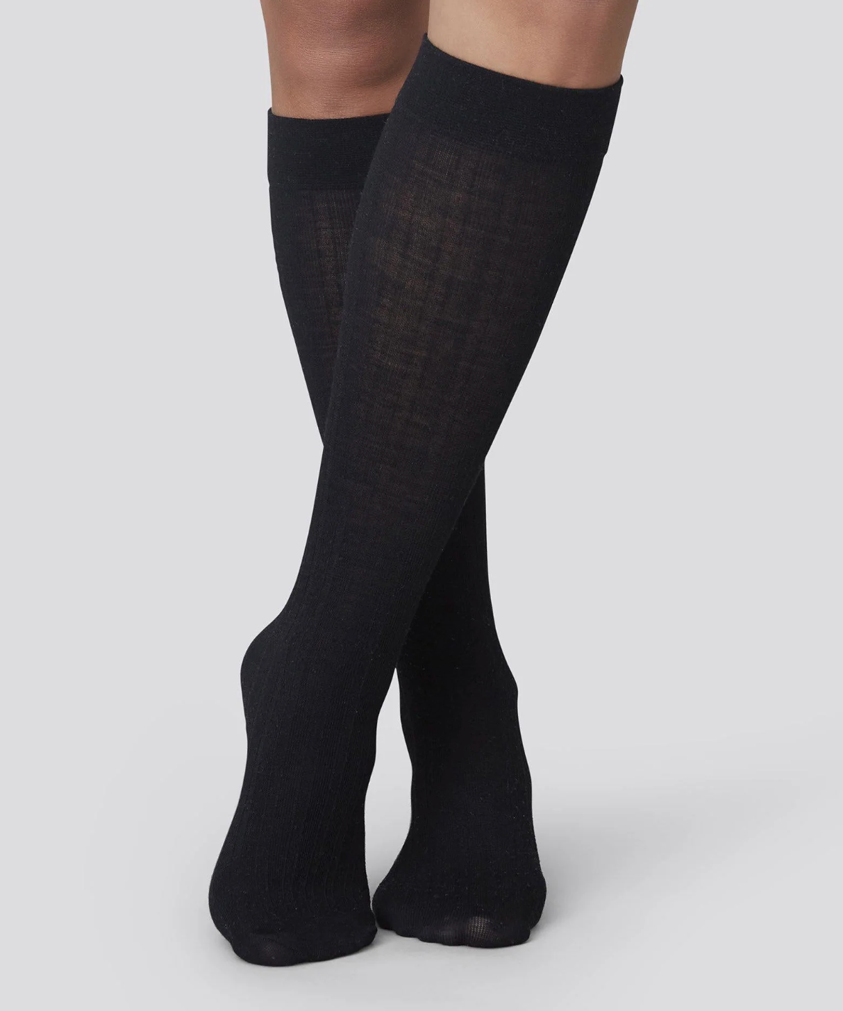 Freja Organic Wool Knee-Highs - Black - One Size