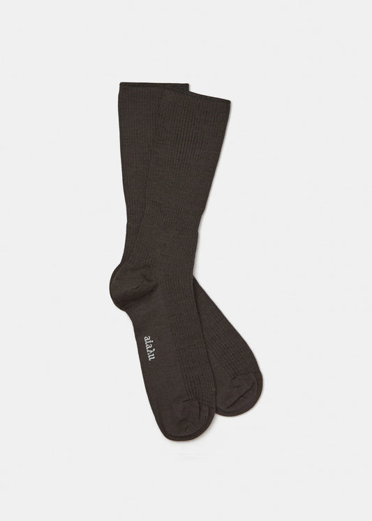Aiayu "Wool Rib Socks" Brown