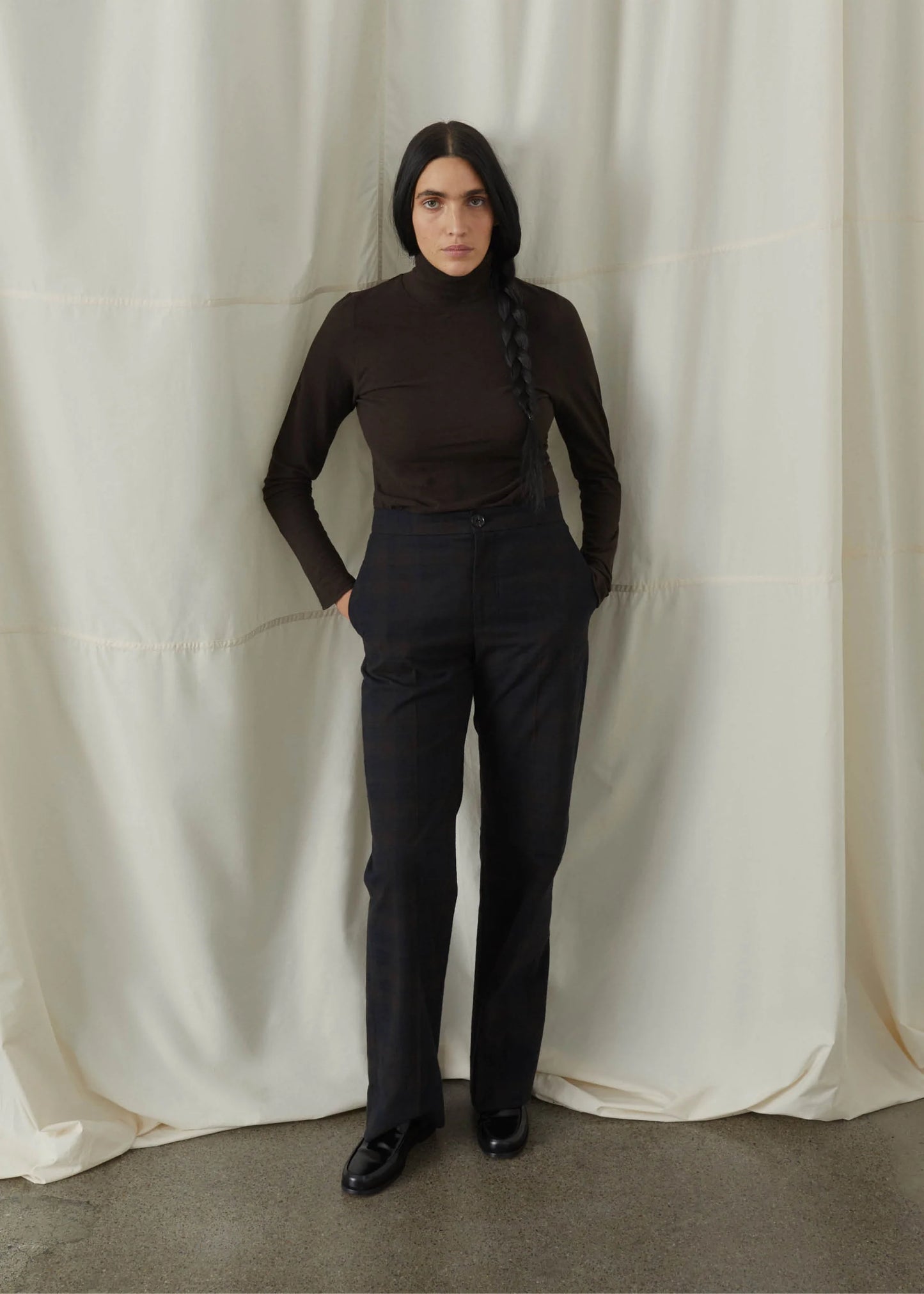 Aiayu "Milo Pant Check" Mix Navy