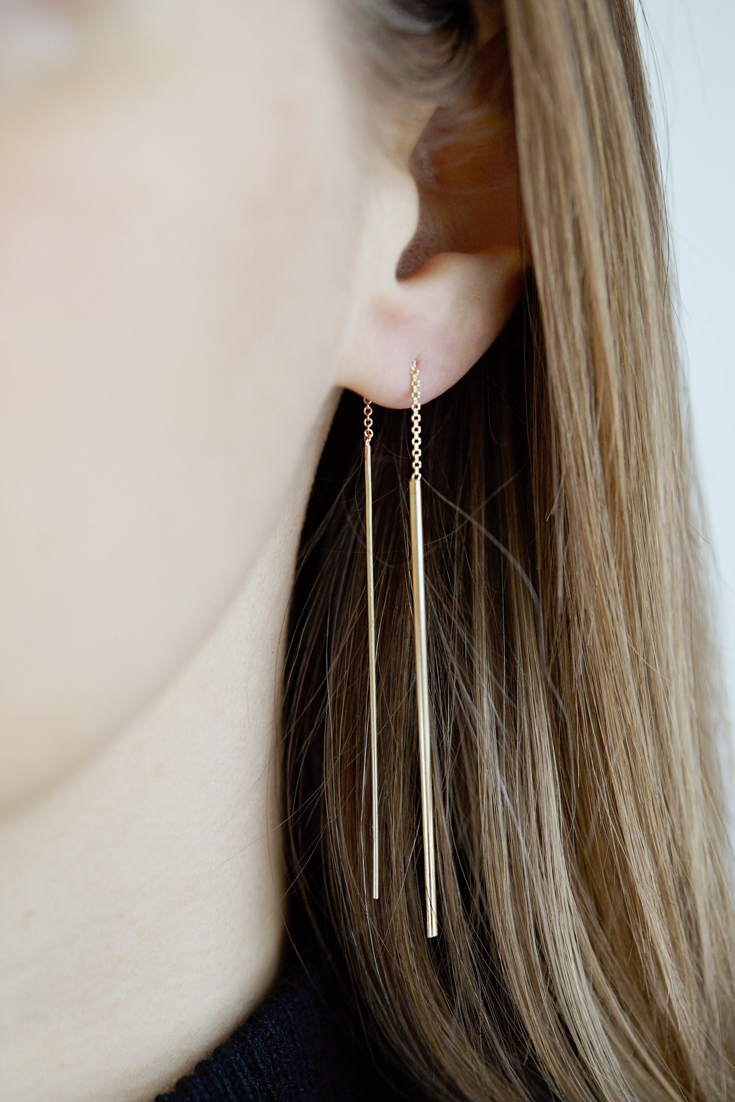 Pilar earpendant 14k Gold, pair