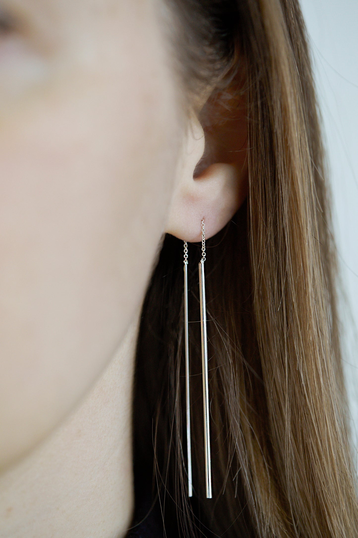 Pilar earpendant Silver, pair