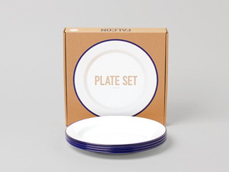 Falcon Enamelware, Plate Set Blå