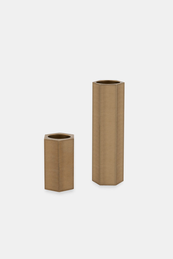 Hexagon candle holder, Brass
