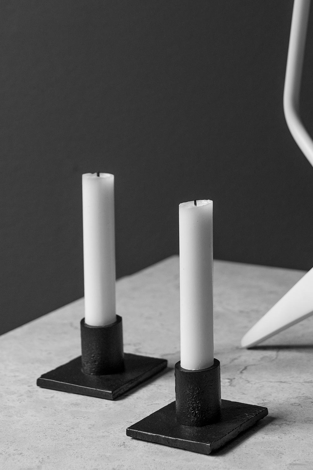 Square candle holder, Matt black