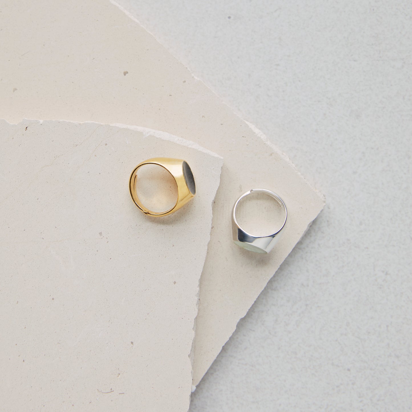 Opro, Ring Signet, Forgylt sølv, brun emalje