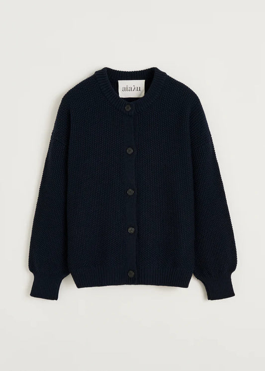 Aiayu "Irena cardigan – highland wool" Black Navy