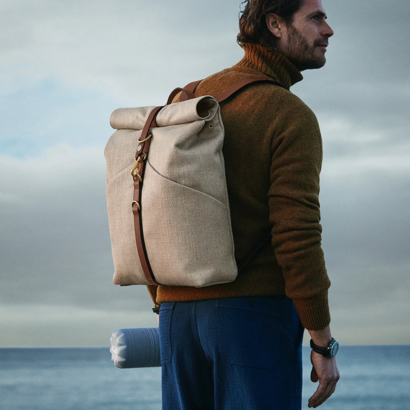M/S Rucksack, Grand Herringbone/Cuoio