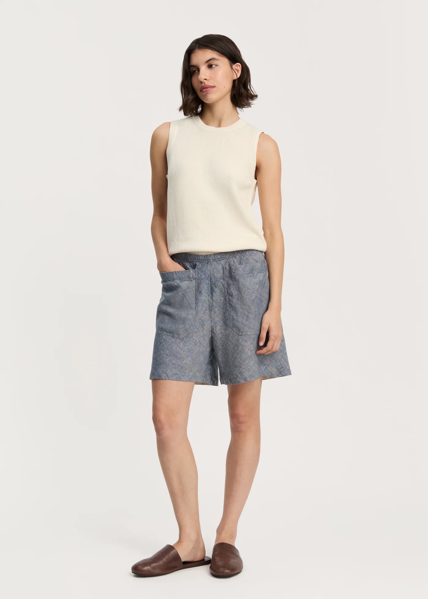 Aiayu "Aliba shorts linen" Night Sky