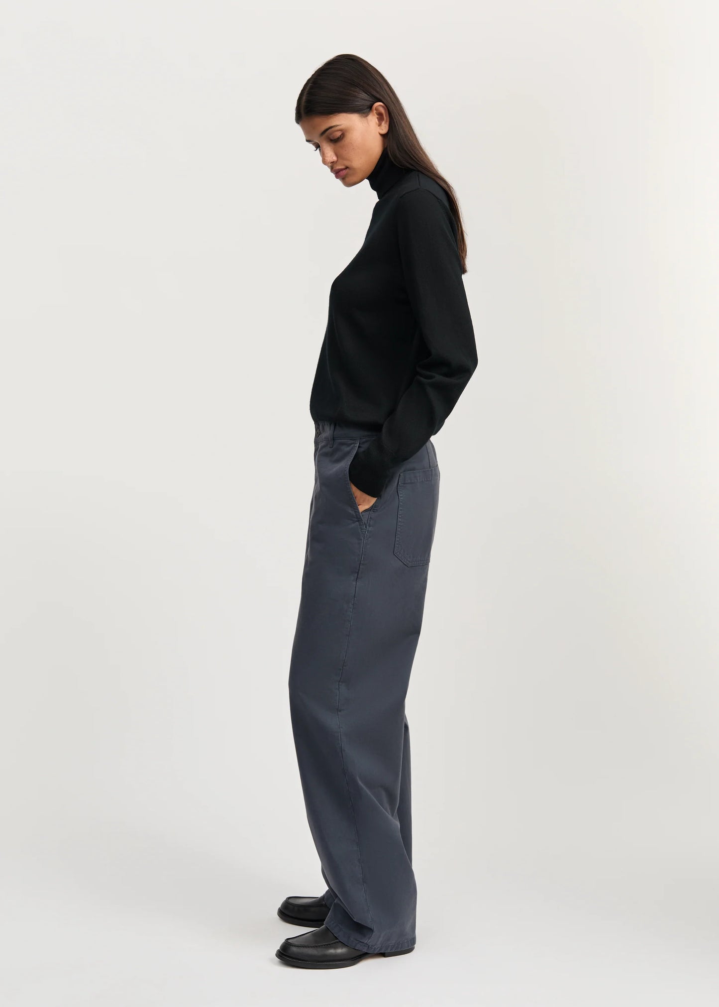 Aiayu "Carlo midwaist wide cotton" Washed Slate