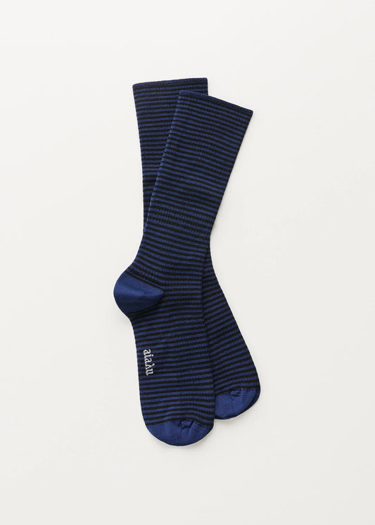 Aiayu "Cotton stripe socks" Mix Midnight Blue