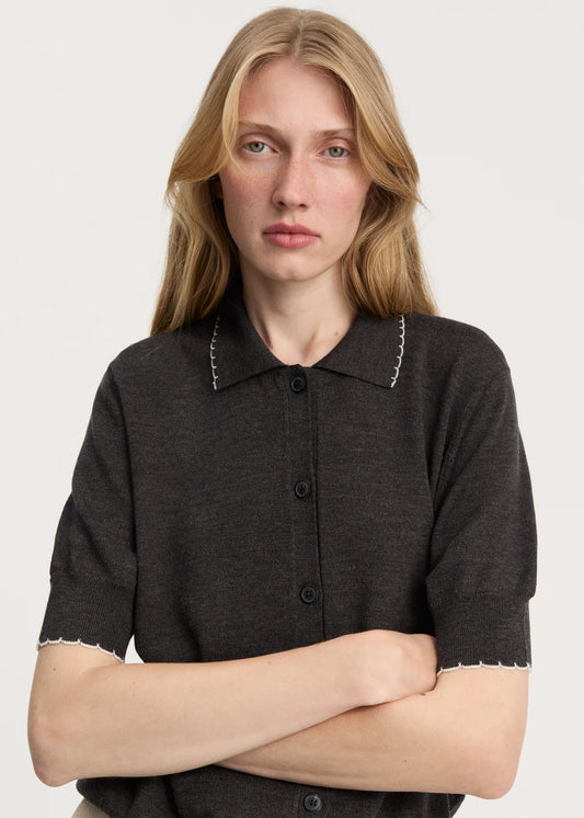 Aiayu "Disha cardigan – pure merino wool" Dark Brown Melange