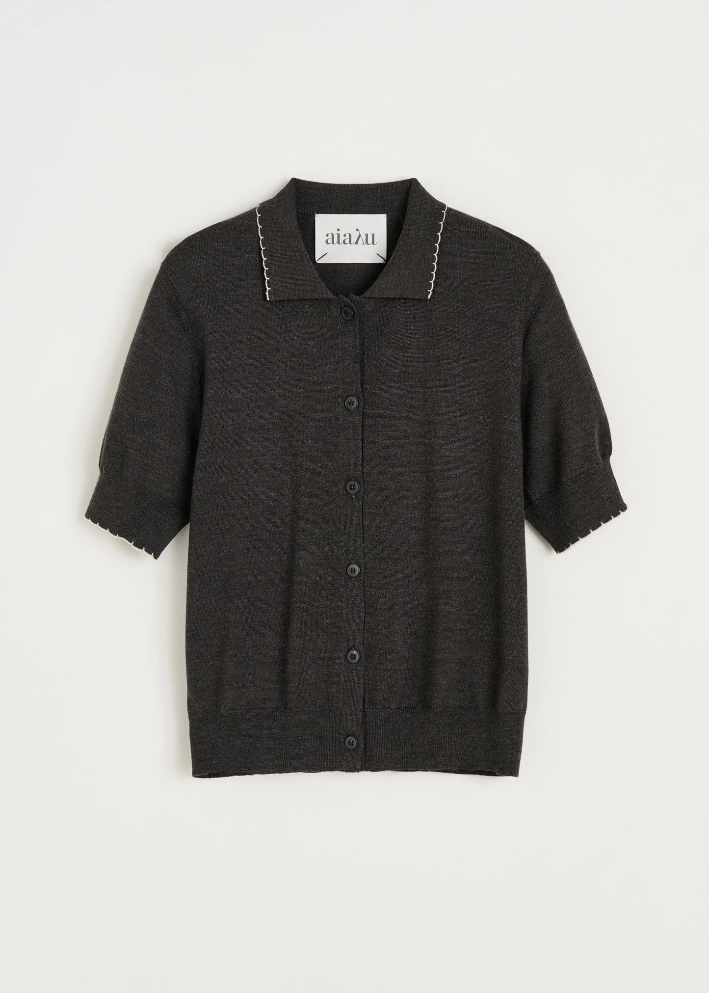 Aiayu "Disha cardigan – pure merino wool" Dark Brown Melange