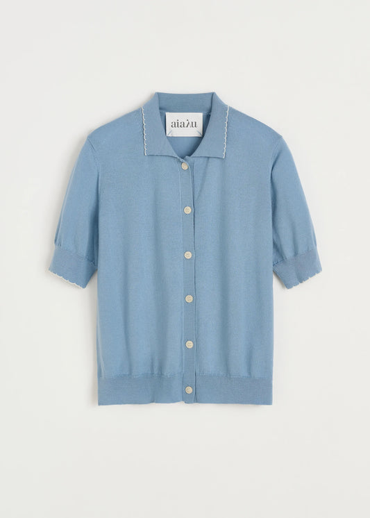 Aiayu "Disha cardigan – pure merino wool" Opal Blue