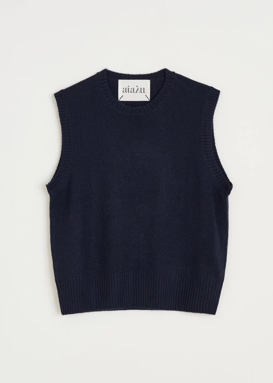 Aiayu "Ingeborg vest – pure cashmere" Black Blue