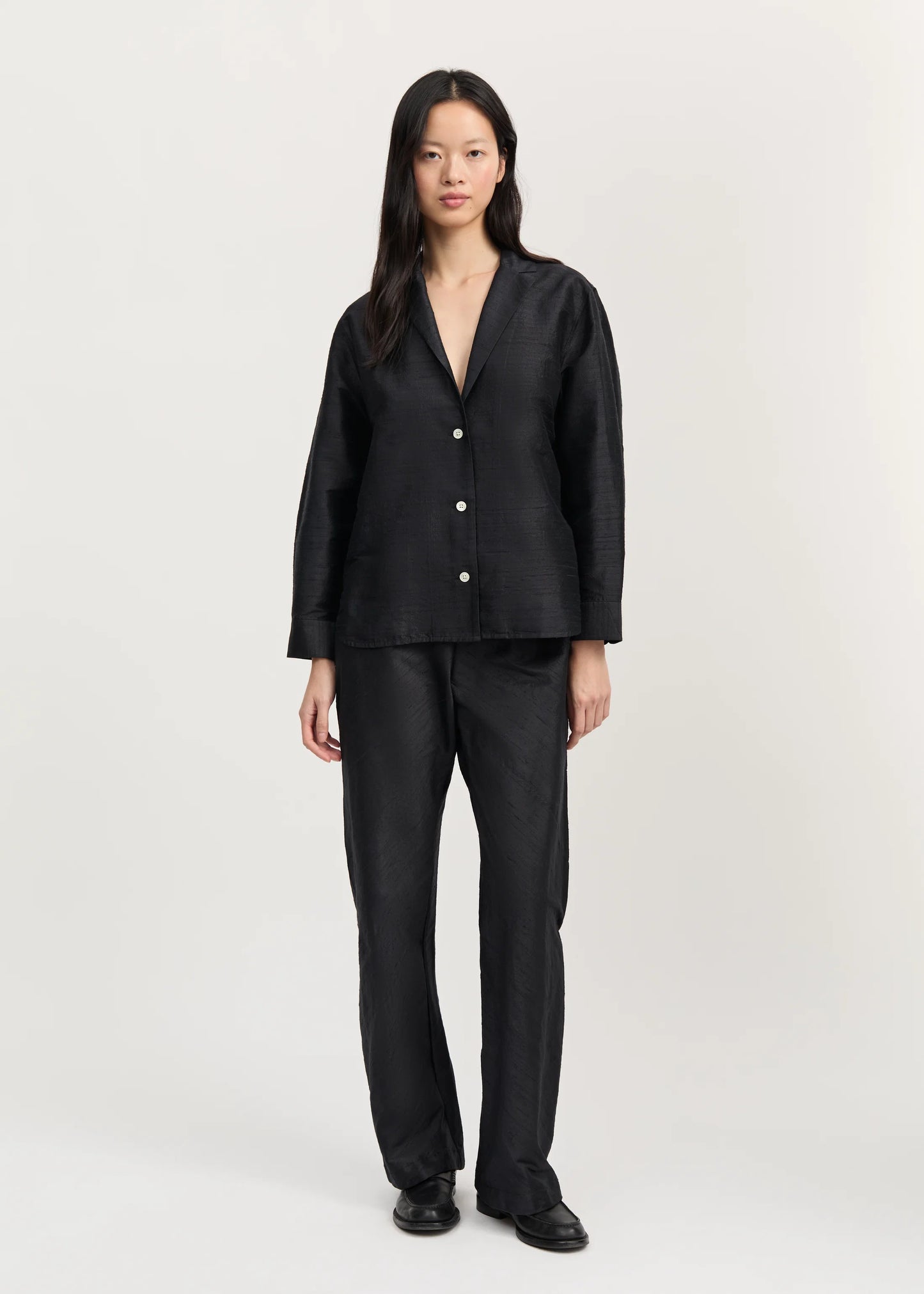 Aiayu "Makya Shirt Silk" Black Navy