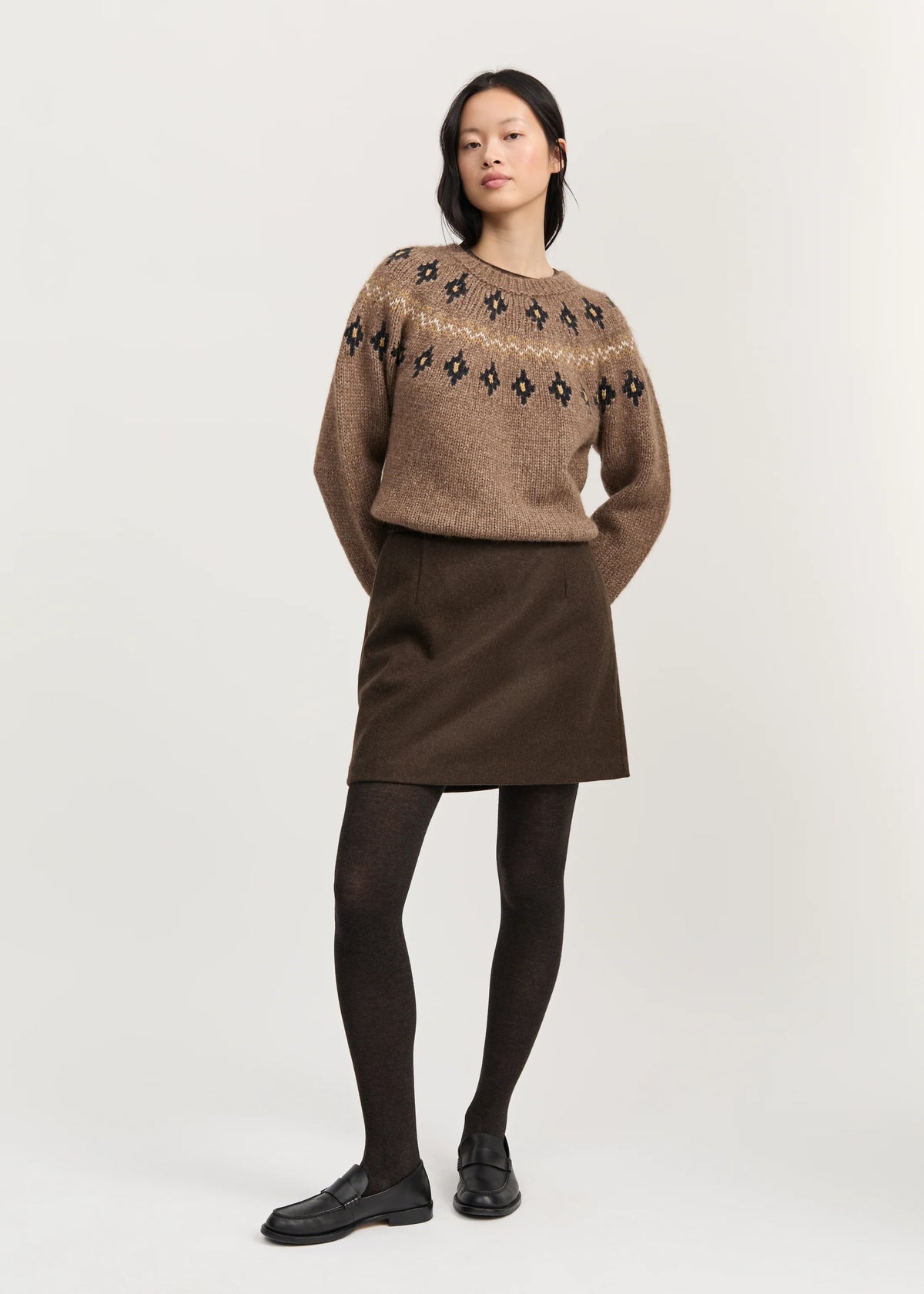 Aiayu "Mini skirt loden" Dark brown
