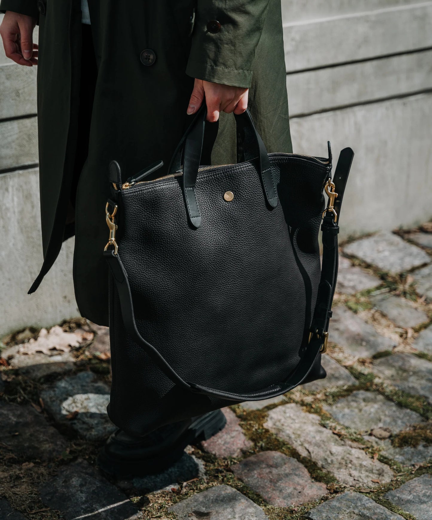 Shopper, Leather, Black/Black