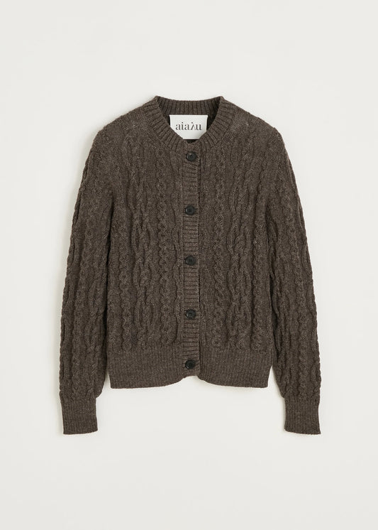 Aiayu "Pala cardigan – llama" Smokey Brown Melange