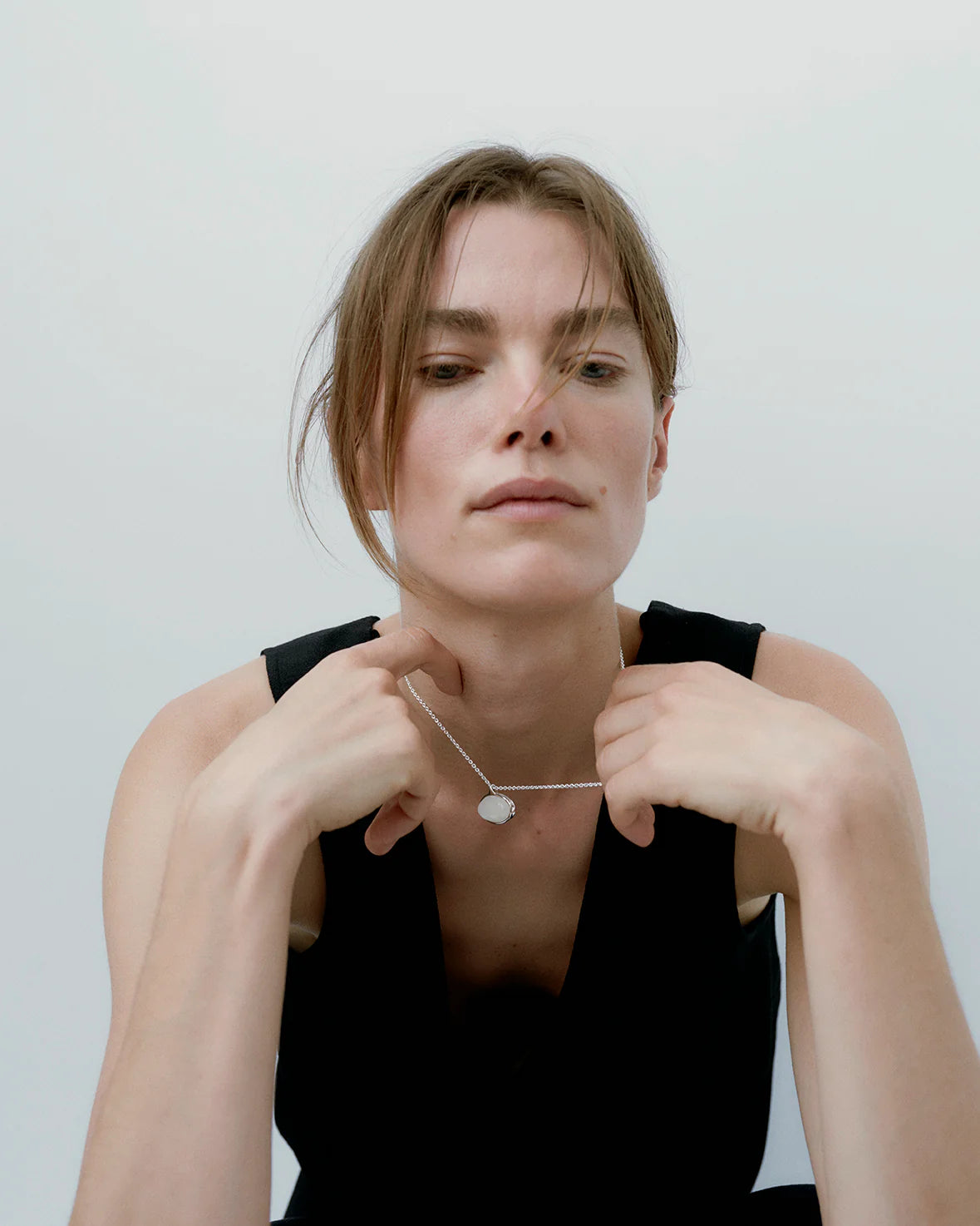Ragbag, Datura Pendant necklace, silver 45cm