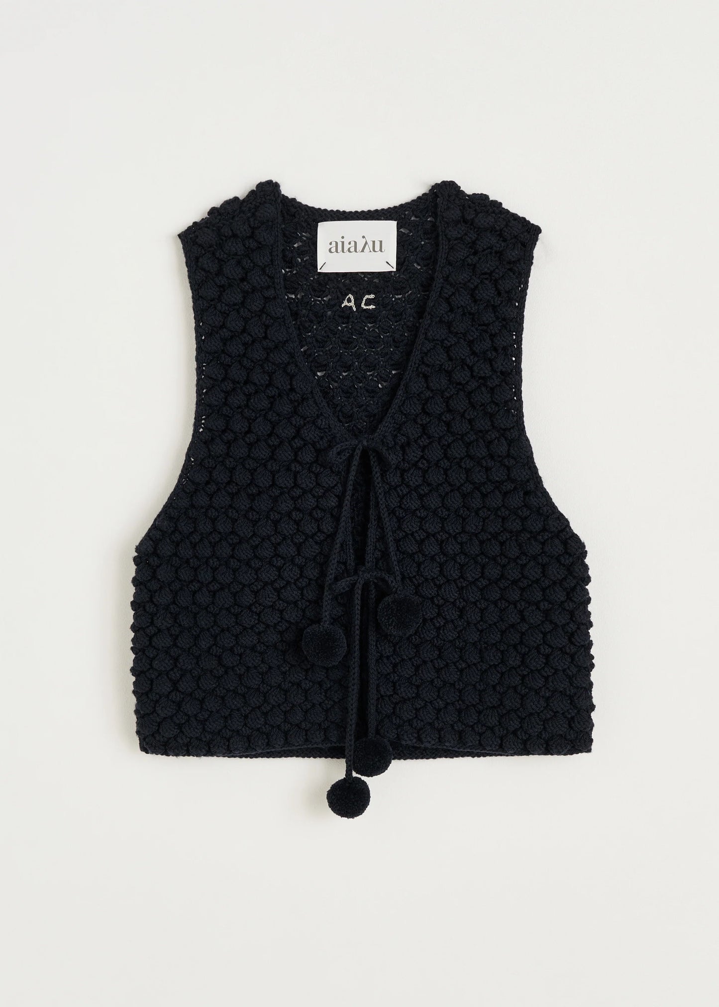 Aiayu "Ravi vest – highland wool" Black Navy OS