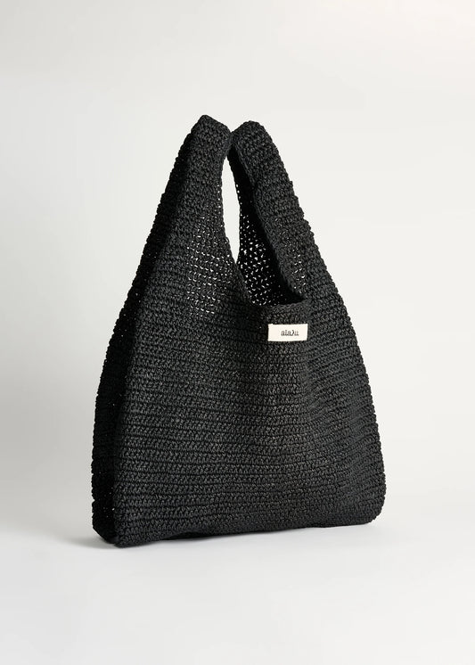 Aiayu "Sophia straw bag medium" Black
