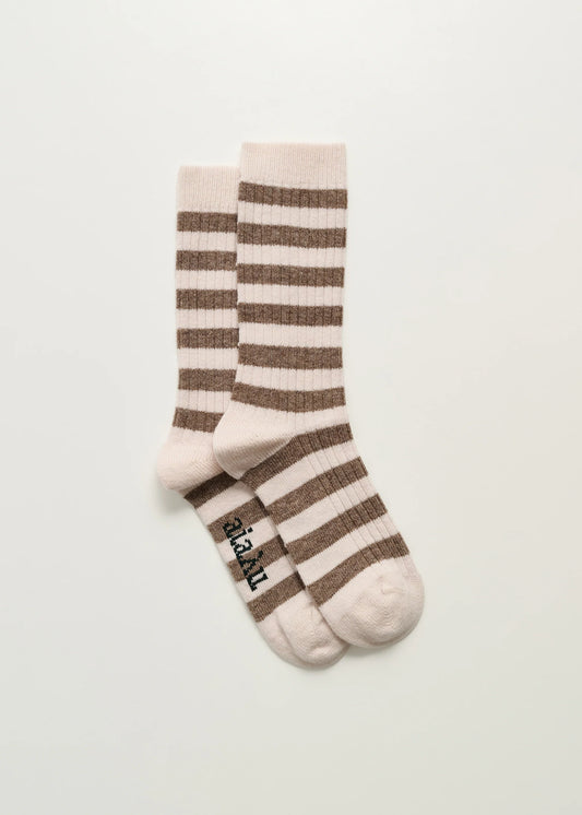 Aiayu "Striped Cashmere Sock" Mix Beige