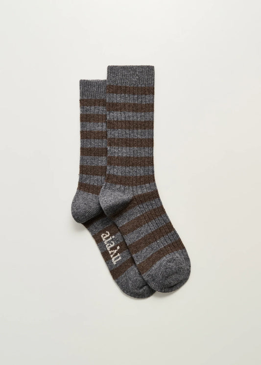 Aiayu "Striped Cashmere Sock" Mix Grey