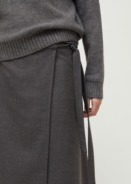 Aiayu "Wrap Skirt Fine Wool " Brownie Melange