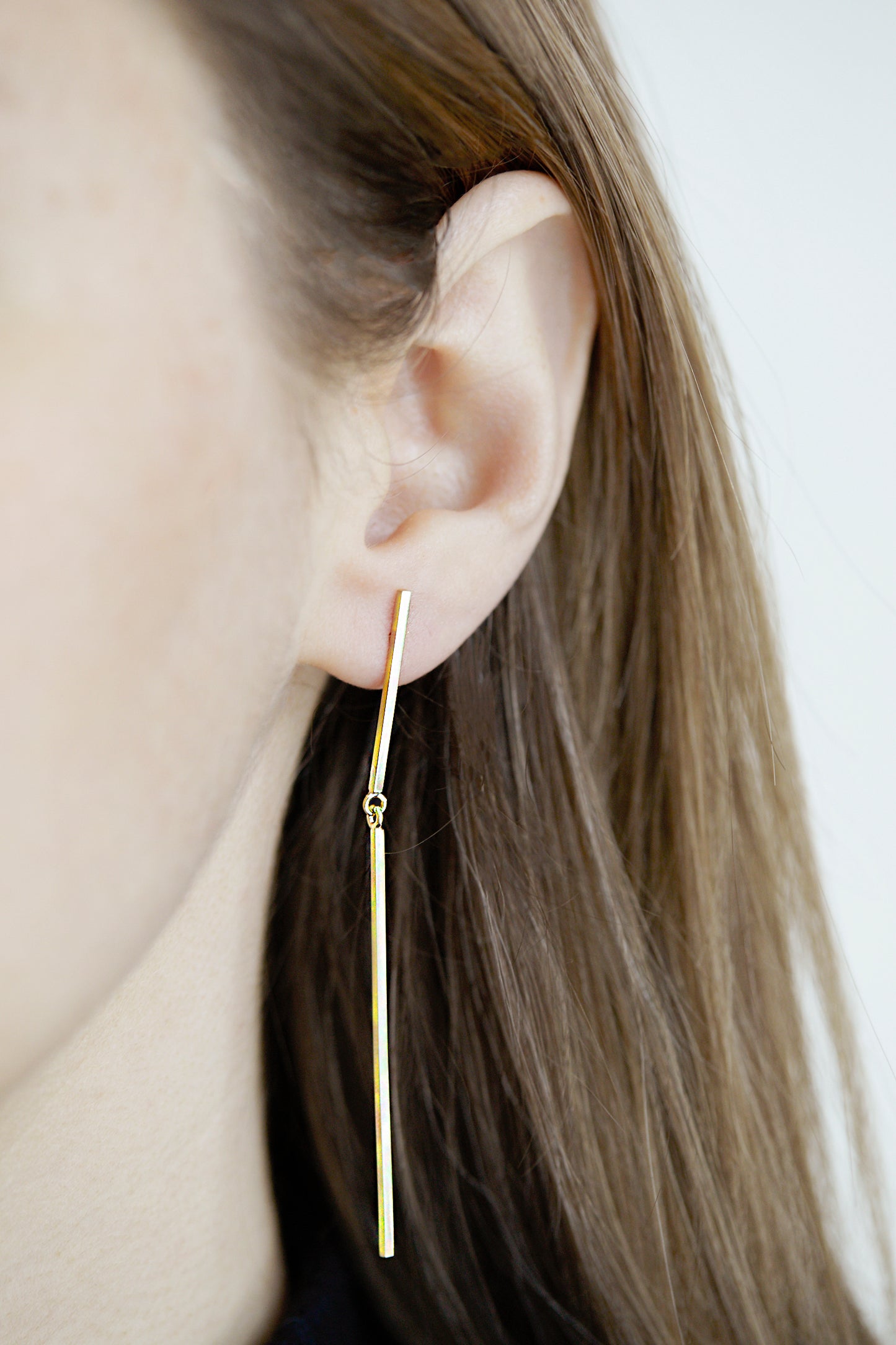 Ida ear pendant long 14K Gold, pair
