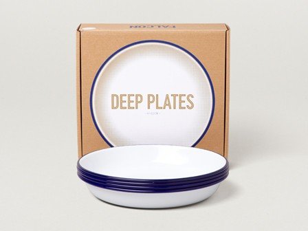 Falcon Enamelware, Deep Plate Set Blå